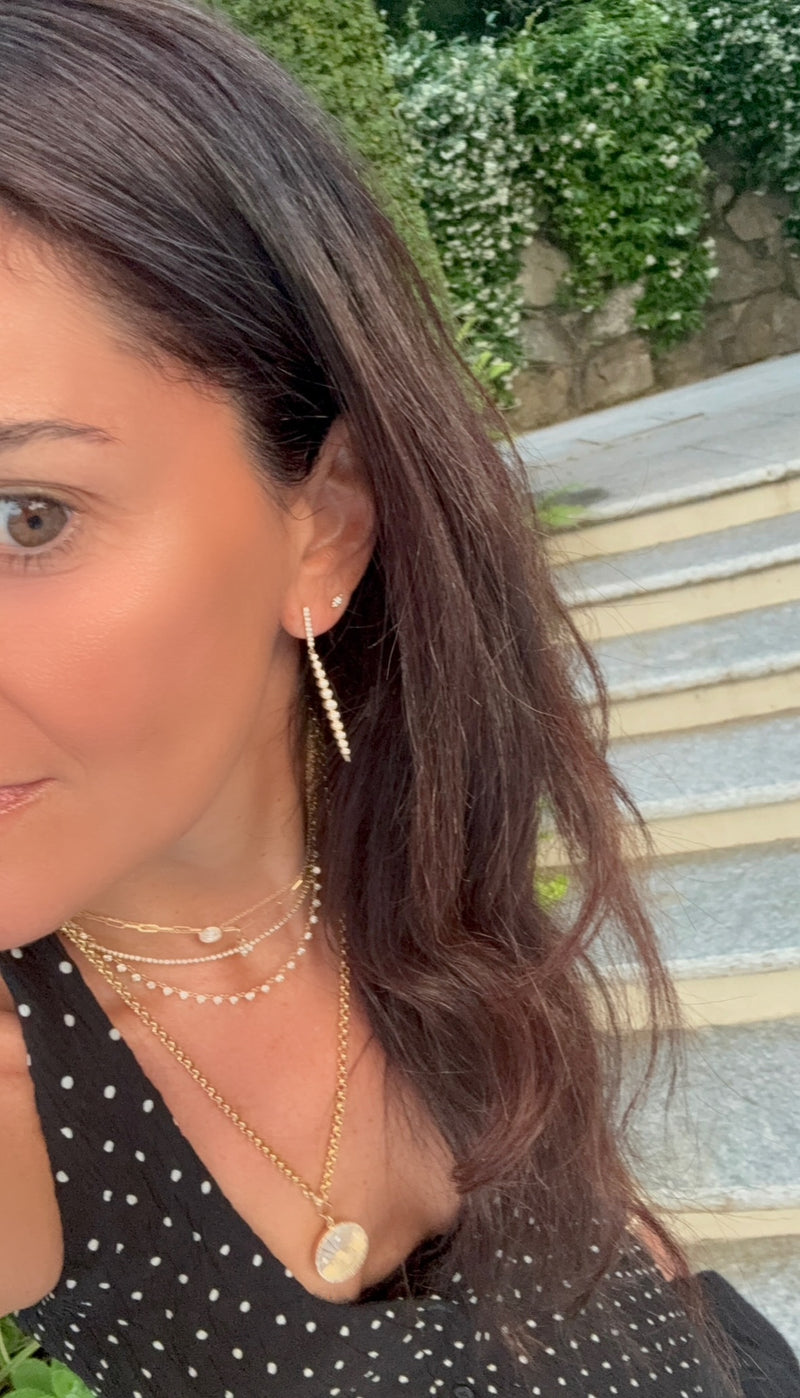 Diamond Bezel Prong Line Earrings