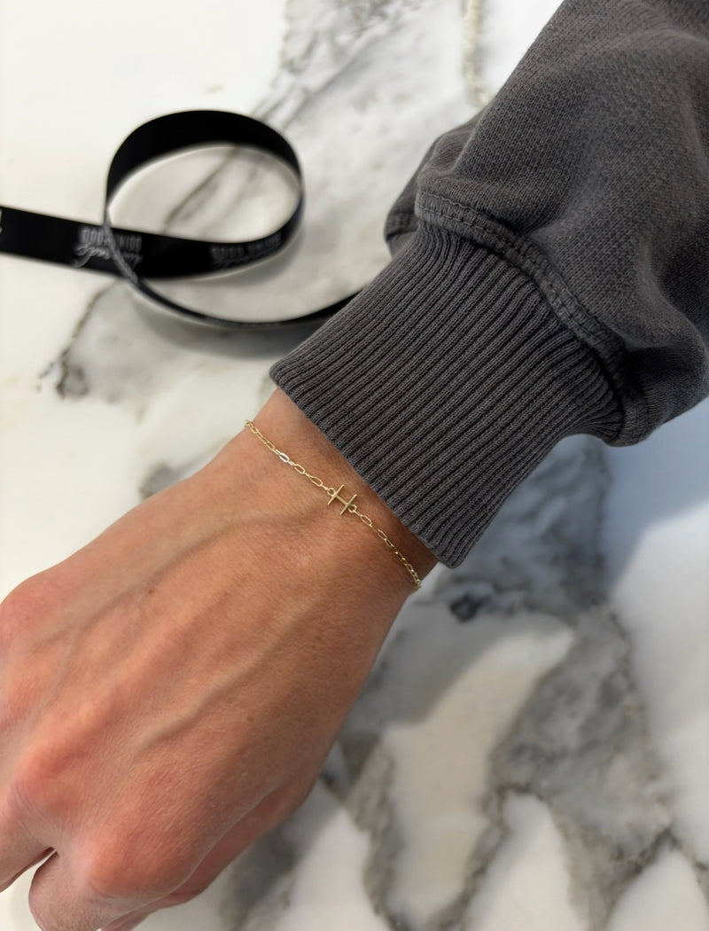 Classic Initial on Mini Paperclip Bracelet