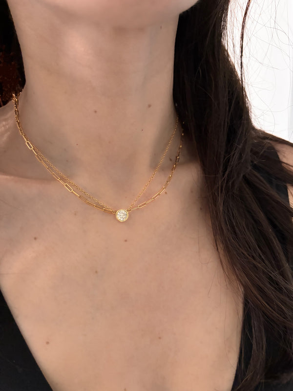 Custom 1ct Lab Diamond Mini Link Solitaire Necklace
