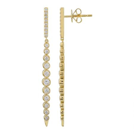 Diamond Bezel Prong Line Earrings