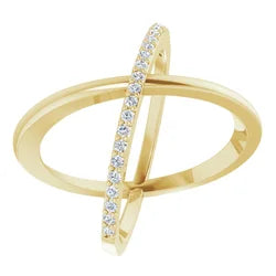 The Lisa Diamond & Gold X Ring