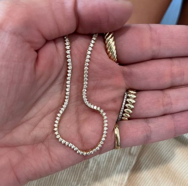 3 Prong Diamond Tennis Necklace