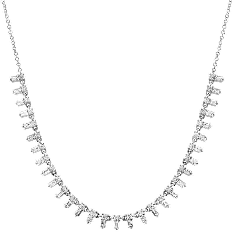 Baguette Diamond Tennis Necklace Section