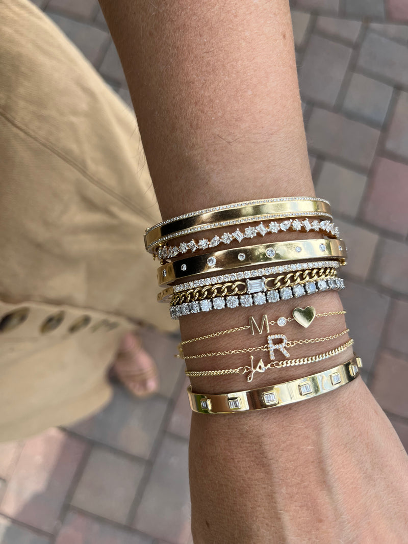 Diamond Mixed Shape Wave Bangle