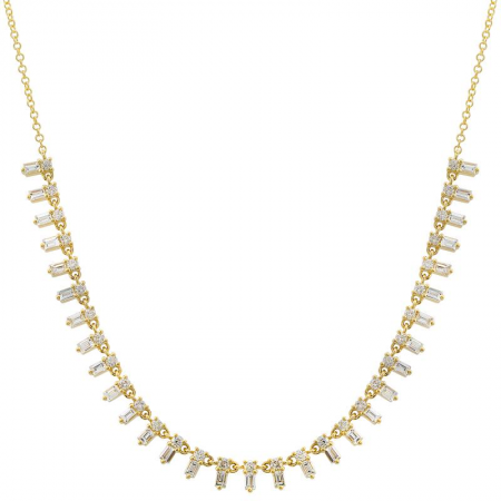 Baguette Diamond Tennis Necklace Section