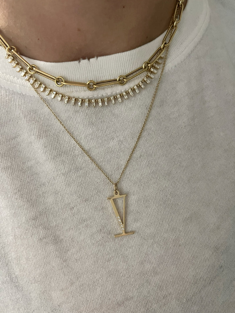 Baguette Diamond Tennis Necklace Section