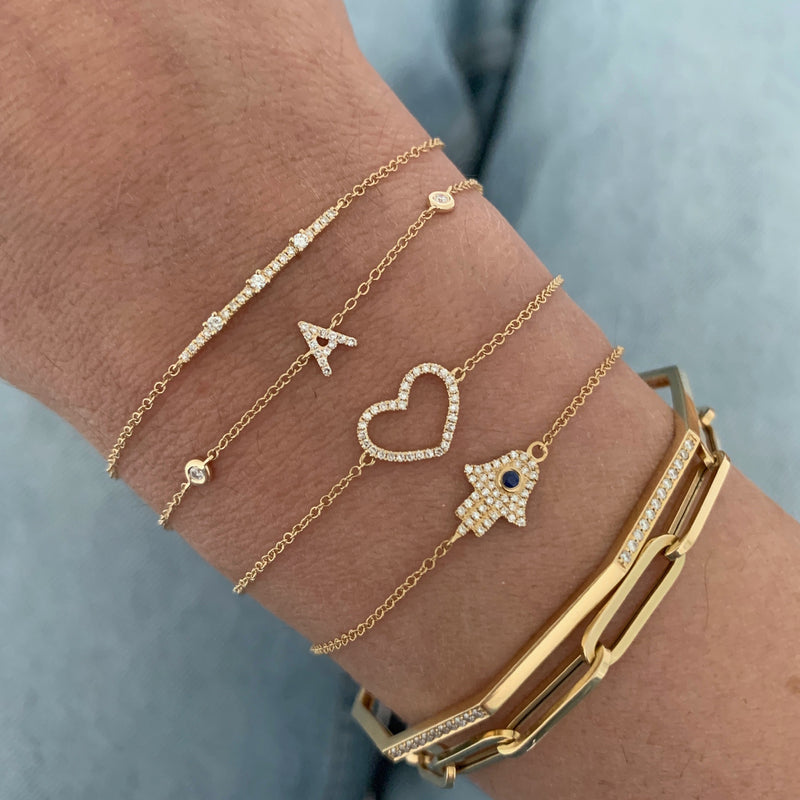 WAITLIST: Pave Diamond Initial Bracelet with Bezel Diamonds