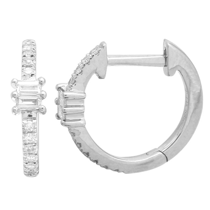 Diamond Huggie and Baguette Hoops