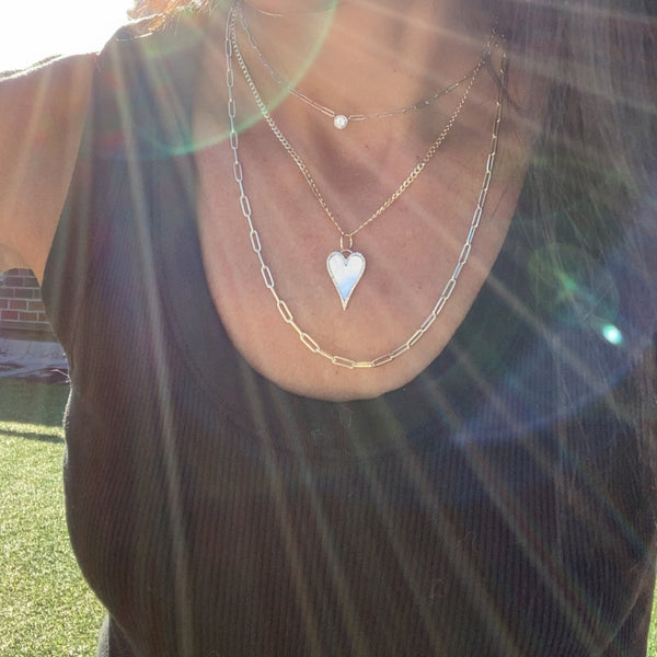 Mother of Pearl Diamond Heart Charm