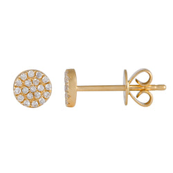 Diamond Pave Disc Stud Earrings