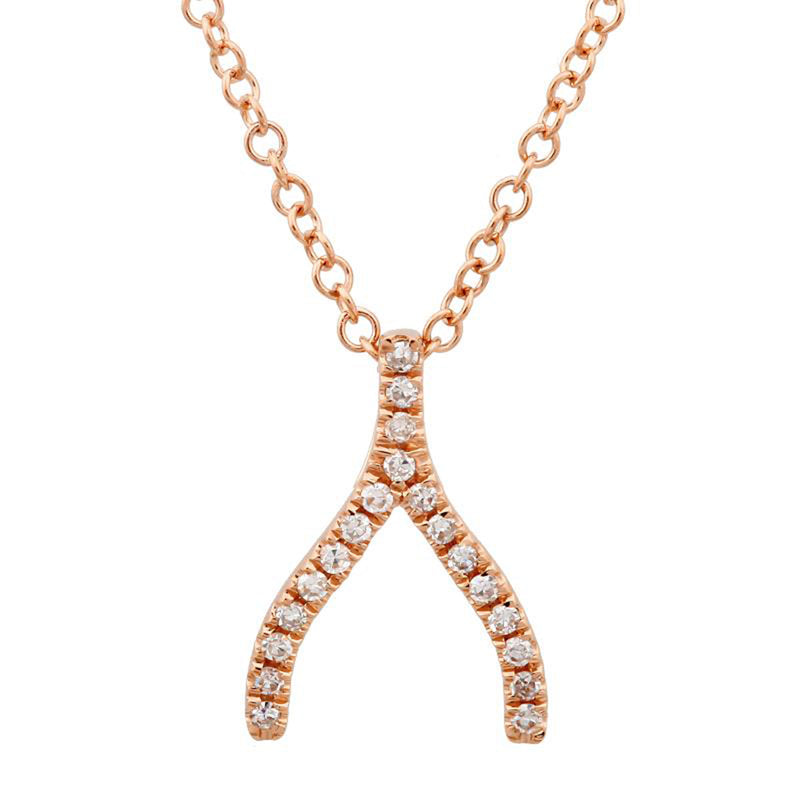 Diamond Pave Wishbone Necklace