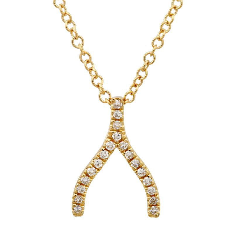 Diamond Pave Wishbone Necklace