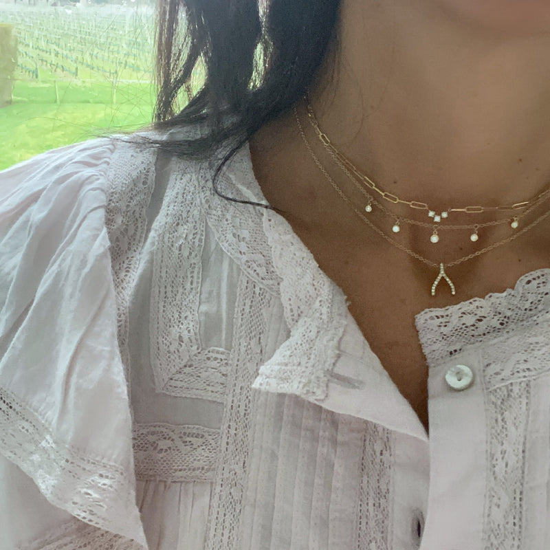 Diamond Pave Wishbone Necklace