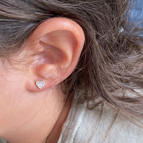 Diamond Halo Gemstone Heart Earrings