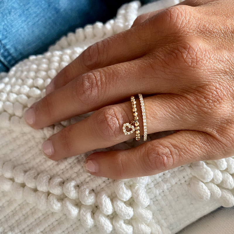 Beaded Diamond Heart Ring