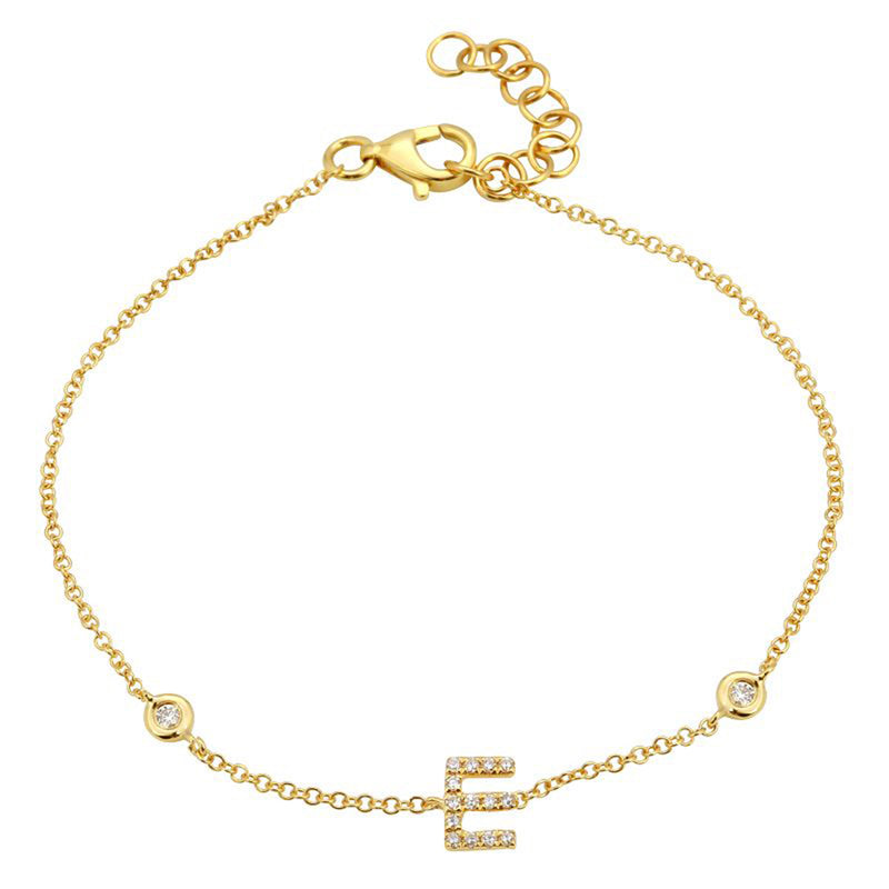 WAITLIST: Pave Diamond Initial Bracelet with Bezel Diamonds