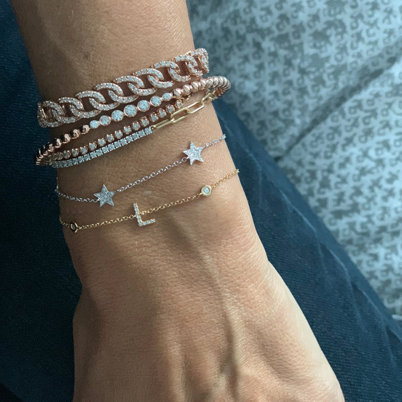 WAITLIST: Pave Diamond Initial Bracelet with Bezel Diamonds