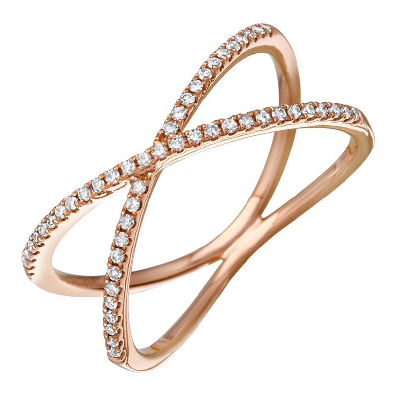 White Gold & Diamond Criss Cross Ring - Abracadabra Jewelry / Gem Gallery