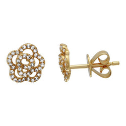 Yellow Gold Diamond Flower Earrings