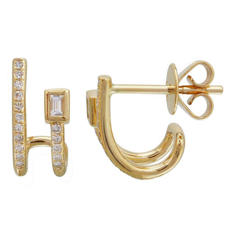 Waitlist: Double Row Huggie Baguette Hoops