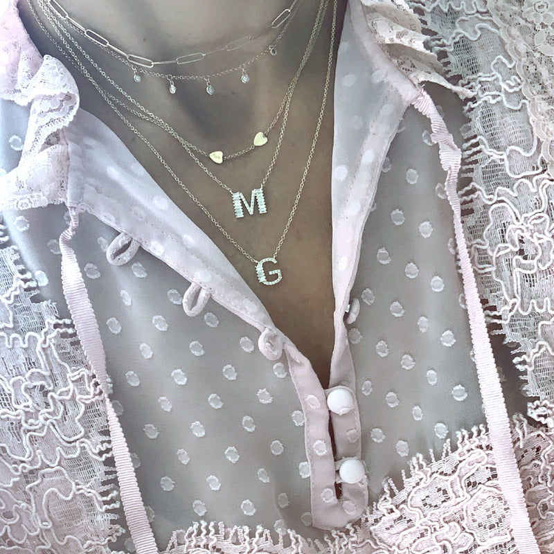 Diamond Baguette Initial Necklace