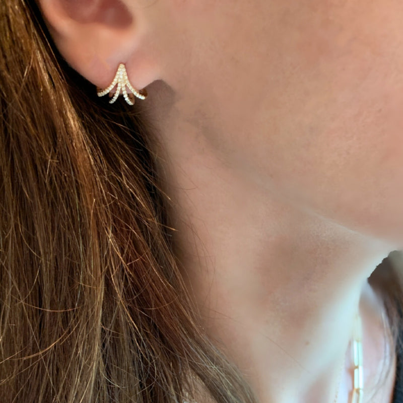 Diamond Huggie Web Hoop Earrings