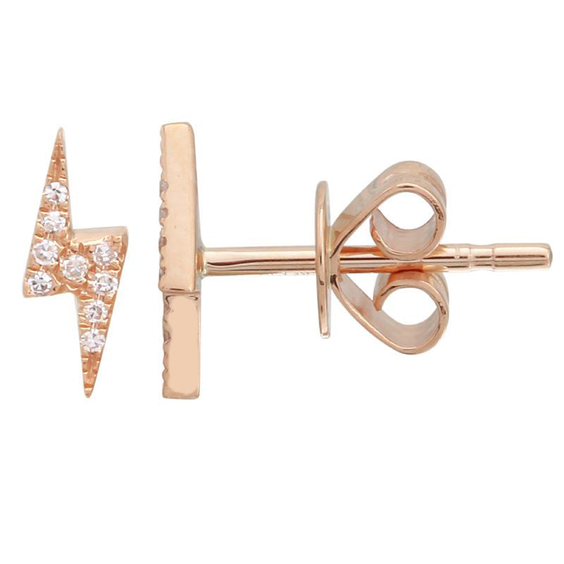 Diamond Lightening Bolt Stud Earrings