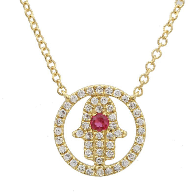 Open Diamond Hamsa with Sapphire Eye