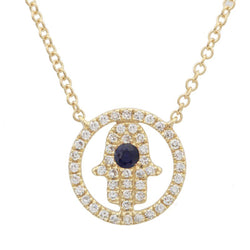 Open Diamond Hamsa with Sapphire Eye