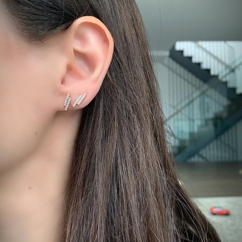 Double Line Diamond Stick Earrings