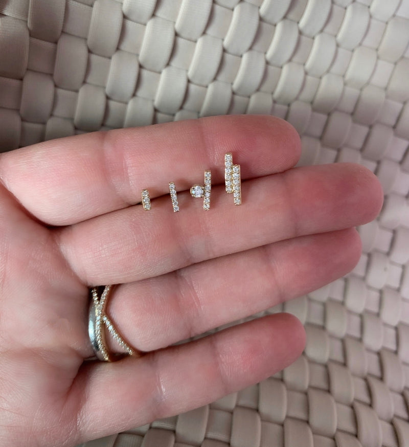 Double Line Diamond Stick Earrings