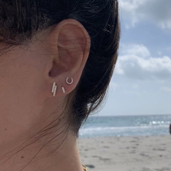 Double Line Diamond Stick Earrings
