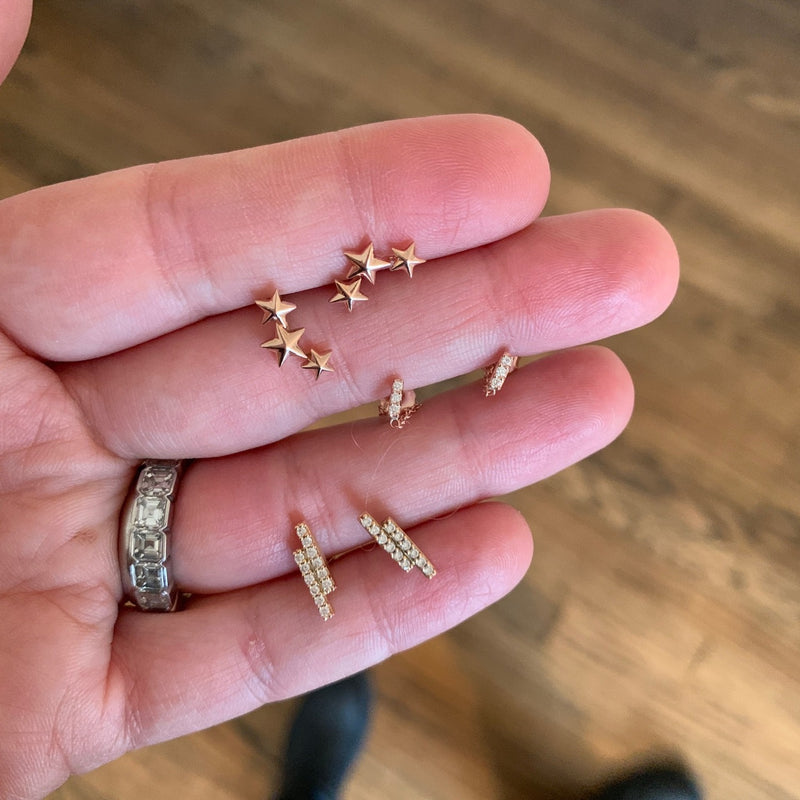 Double Line Diamond Stick Earrings