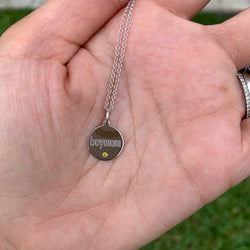 Boymom Small Diamond Disc Charm Necklace