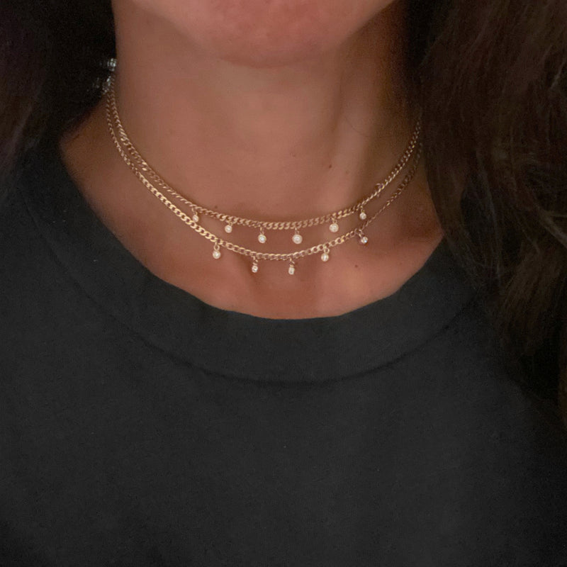 Diamond Dangle Cuban Chain Necklace