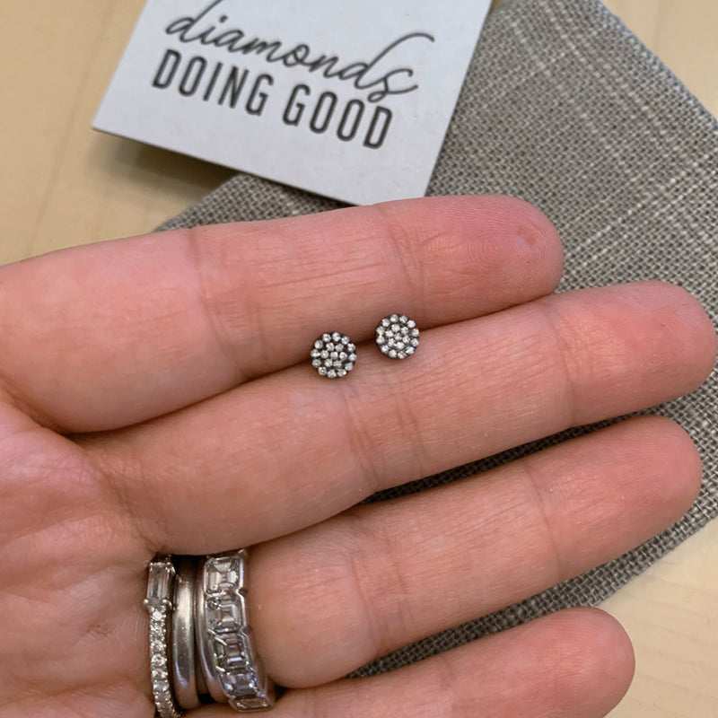 Diamond Pave Disc Stud Earrings