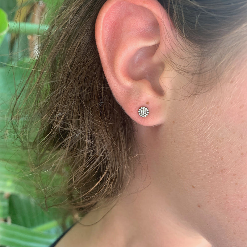 Diamond Pave Disc Stud Earrings