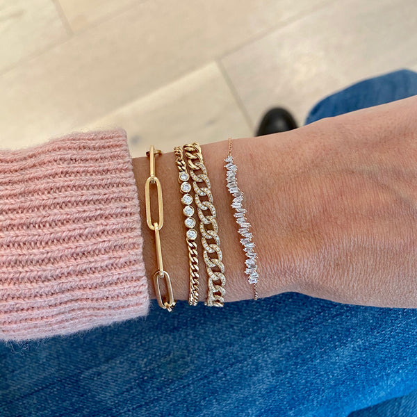 Diamond Bezel Cuban Chain Bracelet