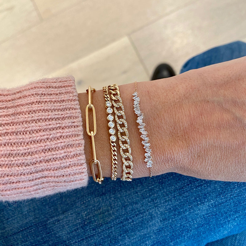 Diamond Bezel Cuban Chain Bracelet