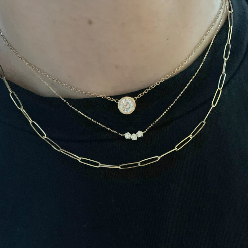 3 Stone Diamond Cluster Necklace