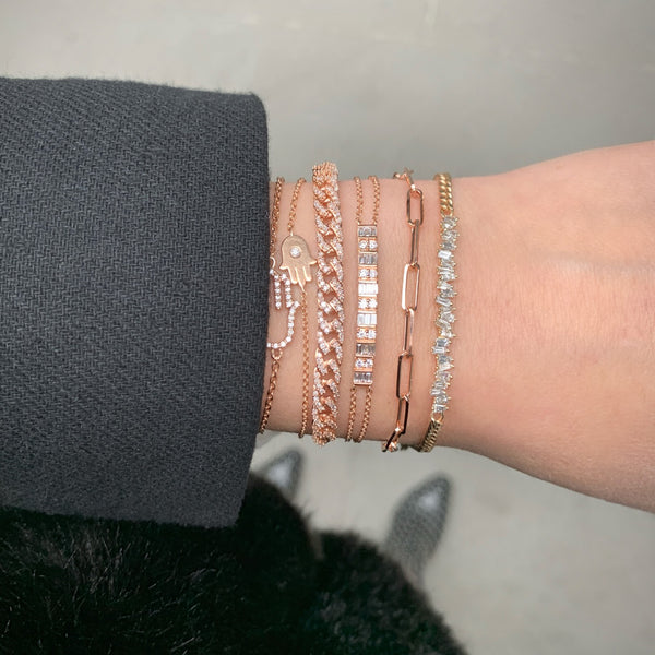 Diamond Baguette Cuban Chain Bracelet