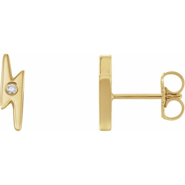 Gold Lightening Bolt Studs
