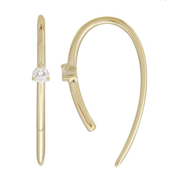 Gold Diamond Solitaire Earring Threader