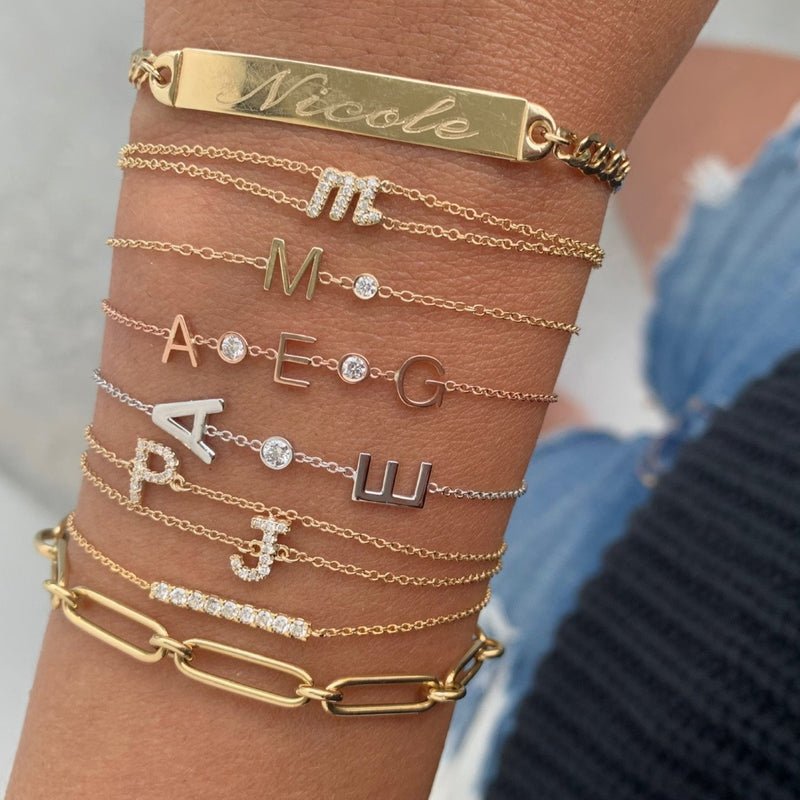 Diamond Initial Double Chain Bracelet