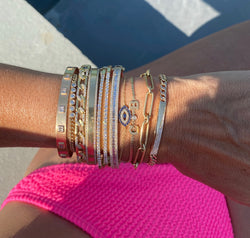 Gold Pave ID bar bracelet