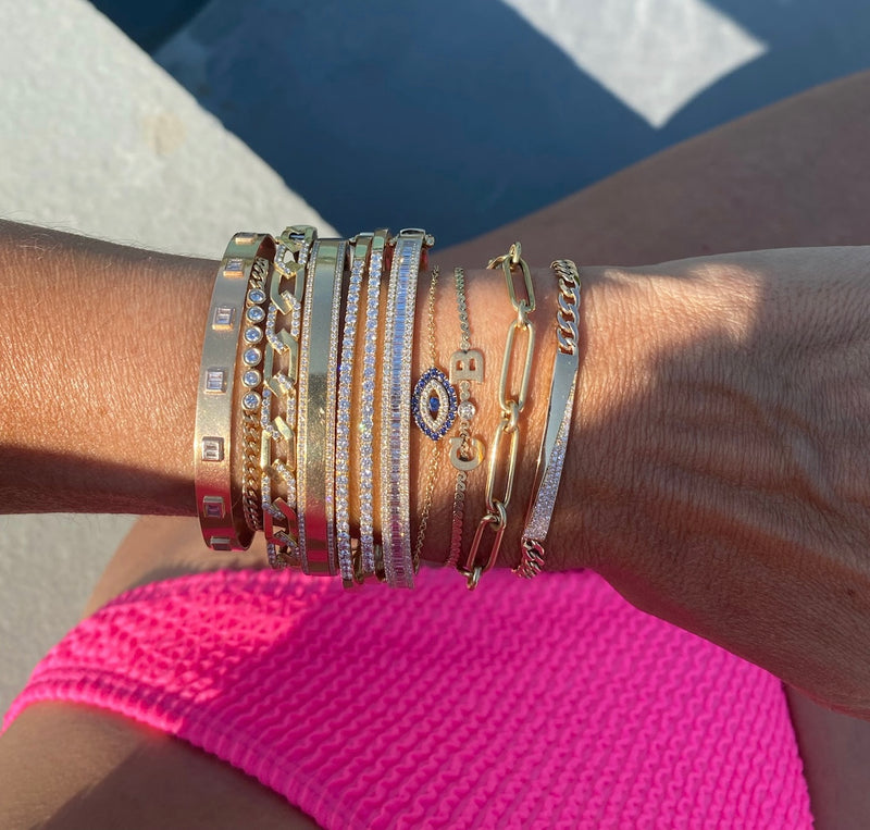 Gold Pave ID bar bracelet