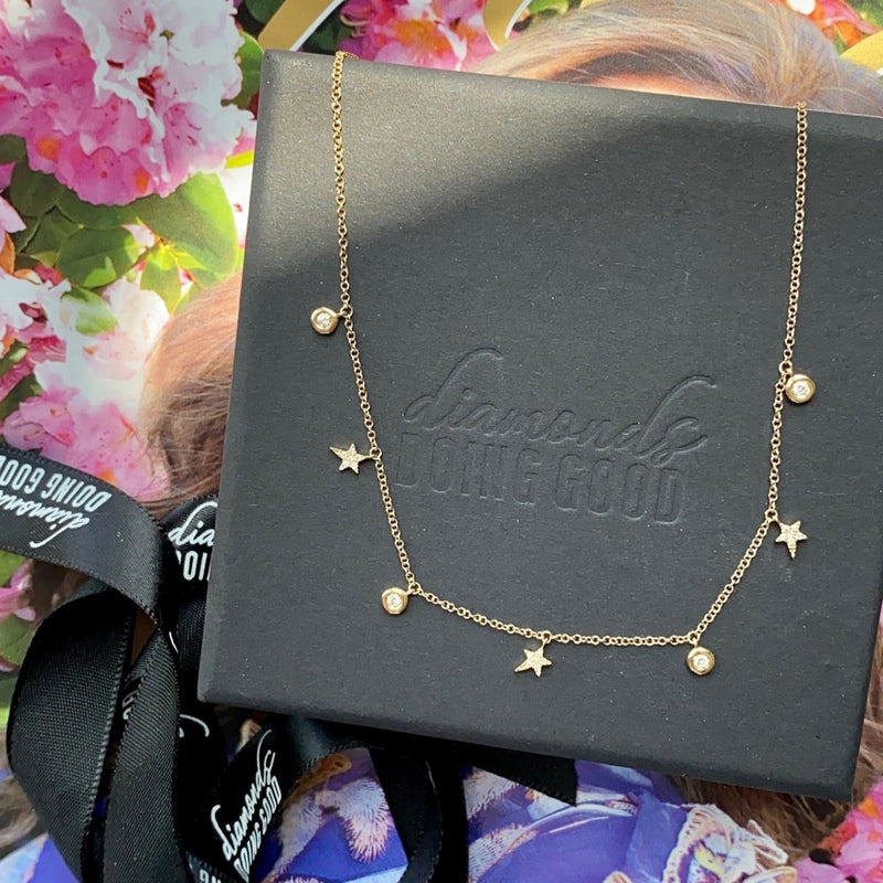 Diamond Stars Dangle Necklace