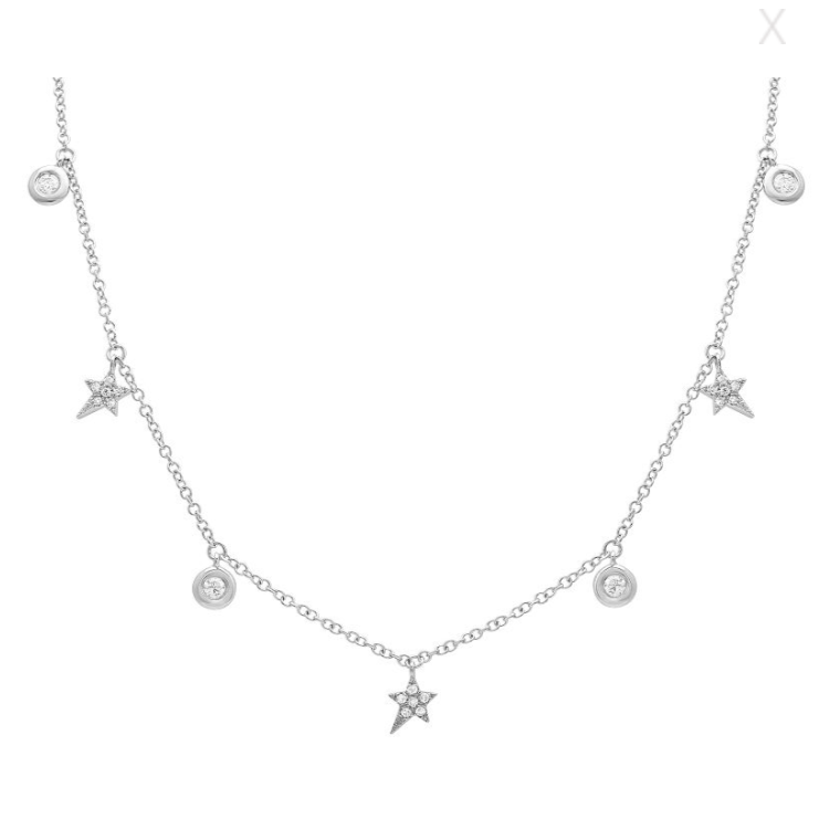 Diamond Stars Dangle Necklace