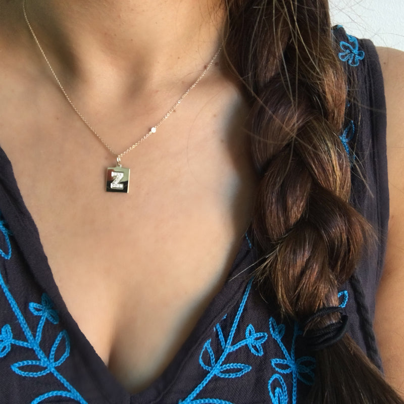 Diamond Initial Scrabble Tile Charm
