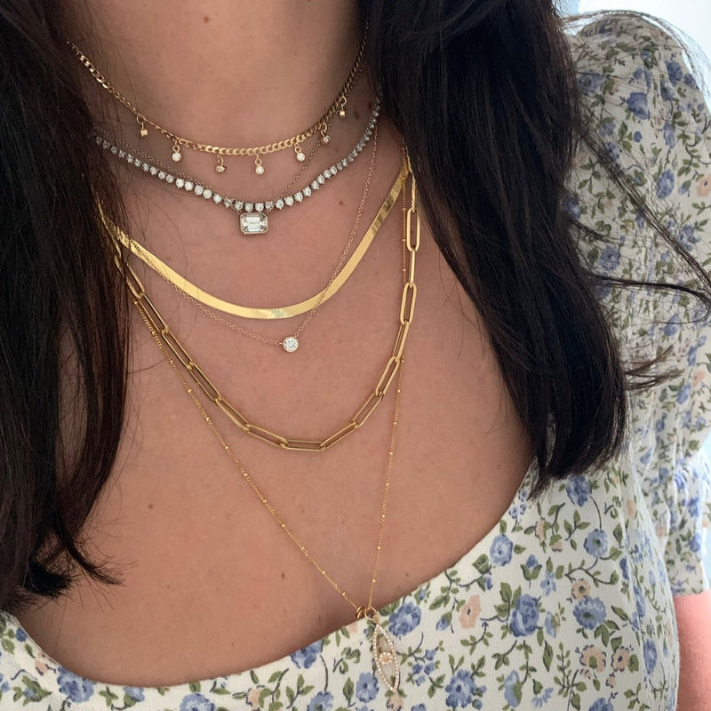 Gold Thin Herringbone Chain Necklace – OUZEL